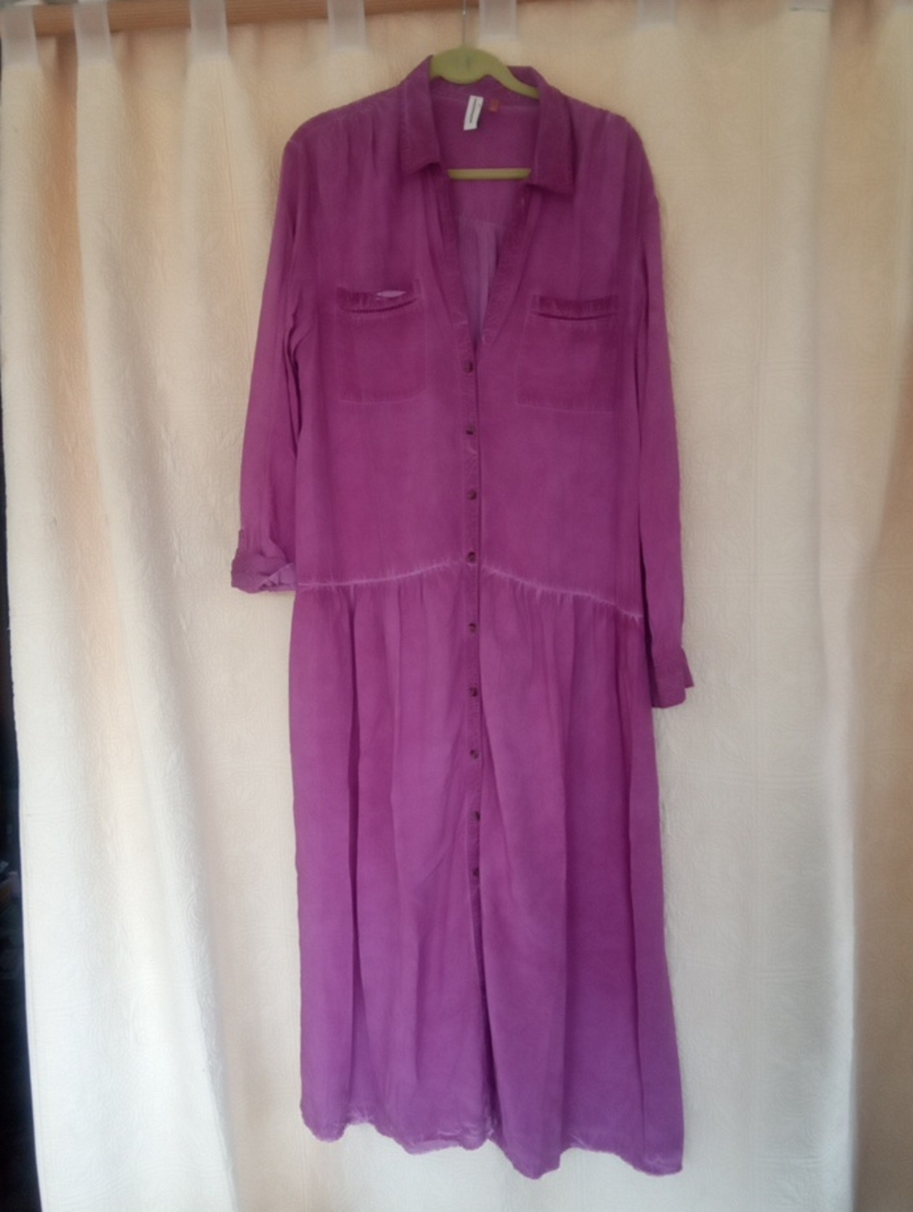 Anthropologie Pilcro Kimberly Raspberry Pink Shirt Dress Size Large - Picture 5 of 5